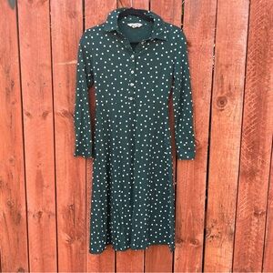Boden Green Long Sleeve Notched Collar Shirt Dress
